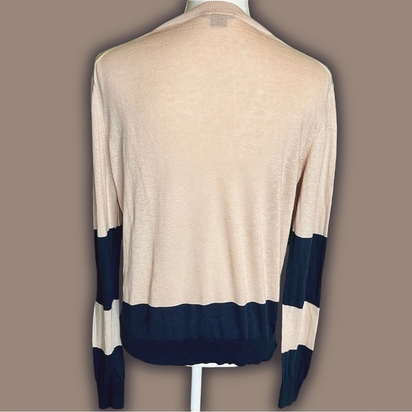 Theory ‘Abino Jam’ Crewneck Sweater in “Nude / Navy” Size Large - Picture 12 of 15